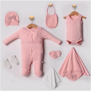 Eterelle Dantel İşlemeli 10 Parça Yeni Doğan Hastane Seti %100 Pamuk