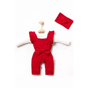 Eterelle Dantel Yaka Detaylı Fiyonklu 2li Kız Bebek Salopet Tulum