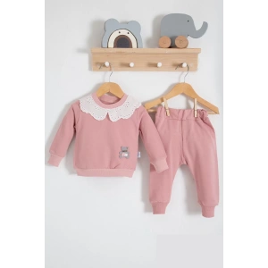 Eterelle Dantel Yakalı Pamuklu 2li Kız Bebek Takımı