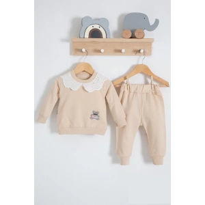 Eterelle Dantel Yakalı Pamuklu 2li Kız Bebek Takımı