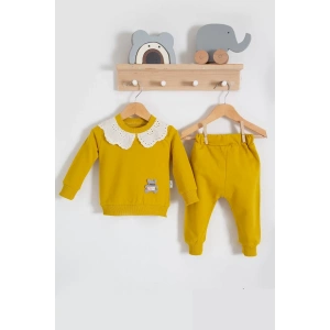 Eterelle Dantel Yakalı Pamuklu 2li Kız Bebek Takımı