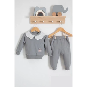 Eterelle Dantel Yakalı Pamuklu 2li Kız Bebek Takımı