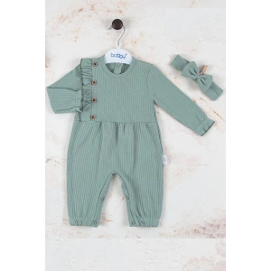 Eterelle Düğme Detaylı Bandanalı % 100 Pamuk Kız Bebek Tulumu