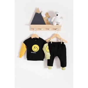 Eterelle Erkek Bebek Emoji Baskılı Takım % 100 Pamuk