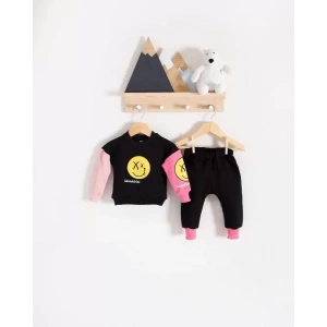 Eterelle Erkek Bebek Emoji Baskılı Takım % 100 Pamuk