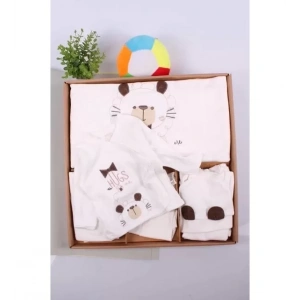 Eterelle Ayıcık Desenli 10 Parça Kutulu %100 Pamuk Erkek Bebek Hastane Çıkışı