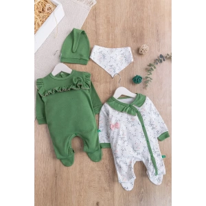 Eterelle Fırfırlı 4li Uzun Kollu Kız Bebek Tulum Takım
