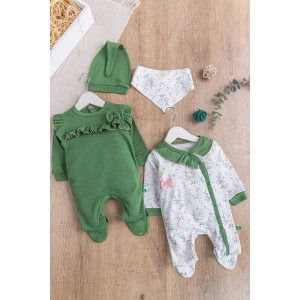 Eterelle Fırfırlı 4li Uzun Kollu Kız Bebek Tulum Takım