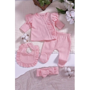 Eterelle Omuzdan Fırfır Detaylı 5 Parça %100 Pamuk Kız Hastane Çıkışı