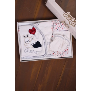 Eterelle Tavşan Desenli 5 Parça Erkek Bebek Hastane Çıkışı Seti