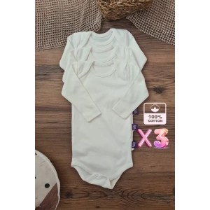 Eterelle Unisex % 100 Pamuk Uzun Kol 3 Adet Bebek Ve Çocuk Body