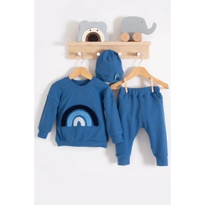 Eterelle Gökkuşağı Nakışlı 2li % 100 Pamuk Erkek Bebek Takımı
