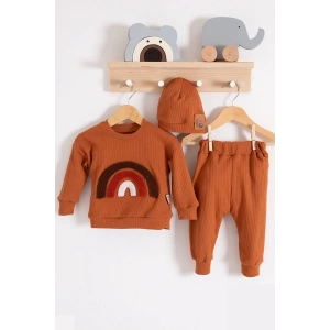 Eterelle Gökkuşağı Nakışlı 2li % 100 Pamuk Erkek Bebek Takımı