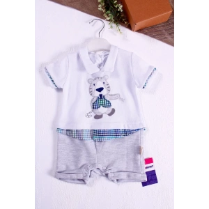 Eterelle Gömlek Desenli Erkek Bebek Tulumu