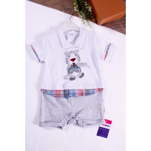 Eterelle Gömlek Desenli Erkek Bebek Tulumu