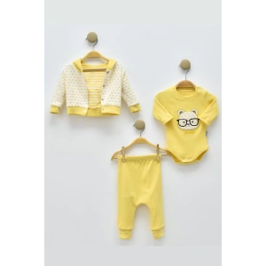 Eterelle Gözlüklü Bear Puan Desenli 3lü Erkek Bebek Takımı