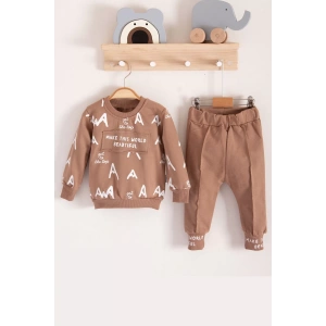 Eterelle Harf Baskılı 2li % 100 Pamuk Erkek Bebek Takımı