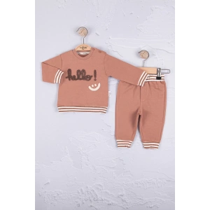 Eterelle Hello Nakışlı % 100 Pamuk 2li Erkek Bebek Takım