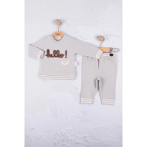 Eterelle Hello Nakışlı % 100 Pamuk 2li Erkek Bebek Takım