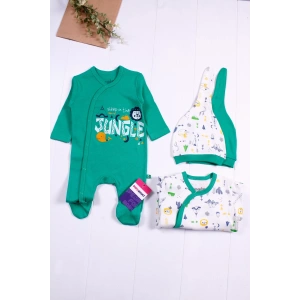 Eterelle Jungle Desenli Erkek Bebek 4lü Tulum Seti