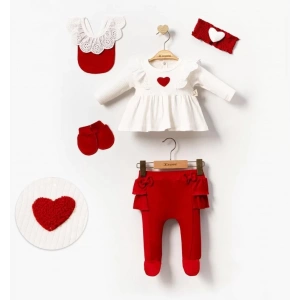 Eterelle Kalp Baskılı Kutulu 5 Parça Hastane Çıkışı Seti %100 Pamuk