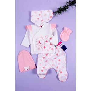 Eterelle Kalp Desenli 5li Kız Bebek Hastane Çıkış Seti