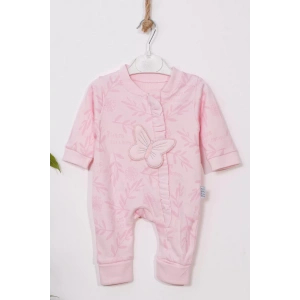 Eterelle Kelebek Nakışlı % 100 Pamuk Ayaklı Kız Bebek Tulumu