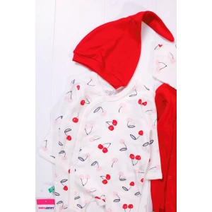 Eterelle Kiraz Aksesuarlı Kız Bebek 4lü Tulum Seti