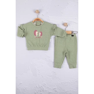 Eterelle Kirpi Nakışlı % 100 Pamuk 2li Kız Bebek Takım