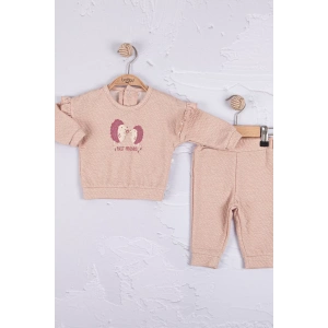 Eterelle Kirpi Nakışlı % 100 Pamuk 2li Kız Bebek Takım