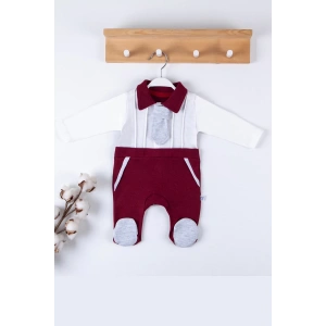 Eterelle Kravat Aksesuarlı Ayaklı % 100 Pamuklu Erkek Bebek Tulumu