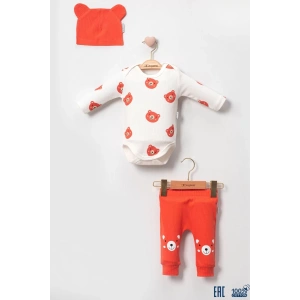 Eterelle Kulaklı Ayıcık % 100 Pamuk 3lü Erkek Bebek Takım
