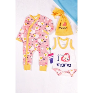 Eterelle Kuzu Figürlü Şapkalı 3lü Bebek Takımı