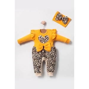 Eterelle Leopar Desenli Fiyonklu % 100 Pamuk Kız Bebek Tulum