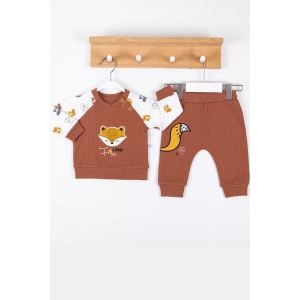 Eterelle Littie Fox Nakışlı % 100 Pamuklu 2li Erkek Takım