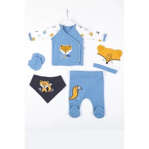Eterelle Little Fox Nakışlı 5li % 100 Pamuk Erkek Bebek Hastane Çıkış Seti