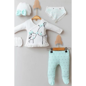 Eterelle Little Mause Desenli % 100 Pamuk 5li Kız Bebek Hastane Çıkış Seti