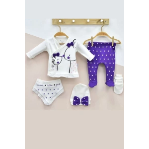 Eterelle Little Mause Desenli % 100 Pamuk 5li Kız Bebek Hastane Çıkış Seti