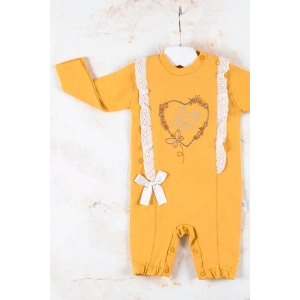 Eterelle Love Kalp Nakışlı % 100 Pamuk Kız Bebek Tulumu