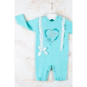 Eterelle Love Kalp Nakışlı % 100 Pamuk Kız Bebek Tulumu