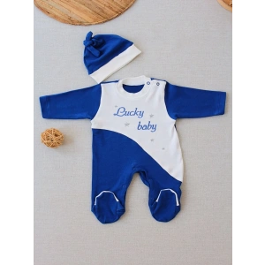 Eterelle 0-3 3-6 Ay Lucky Baby Nakışlı Es Çizgi Boy Şapkalı Erkek Bebek Tulumu Lacivert