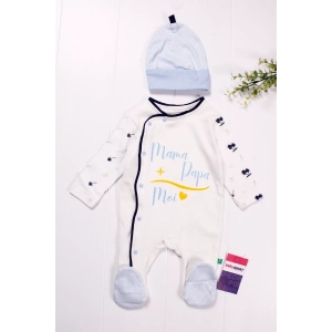 Eterelle Marin Desenli Şapkalı Erkek Bebek Tulumu