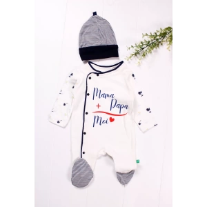 Eterelle Marin Desenli Şapkalı Erkek Bebek Tulumu