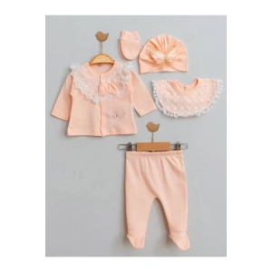 Eterelle Melek Kanatlı % 100 Pamuk 5li Kız Bebek Hastane Çıkış Seti