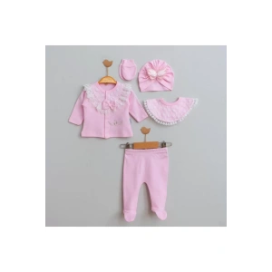 Eterelle Melek Kanatlı % 100 Pamuk 5li Kız Bebek Hastane Çıkış Seti