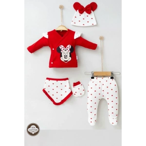 Eterelle Mickey Desenli % 100 Pamuk 5li Kız Bebek Hastane Çıkışı