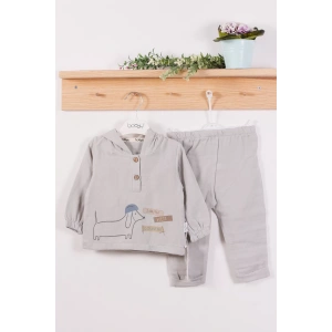 Eterelle Müslin Kumaş Long Dog Desenli Pamuklu Erkek Bebek Takımı