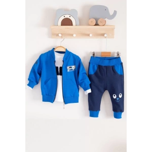 Eterelle New Fashıon Hırkalı 3lü % 100 Pamuk Erkek Bebek Takımı