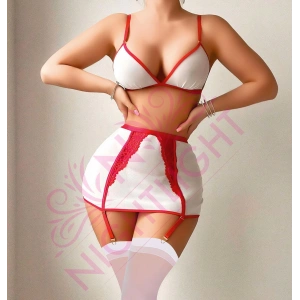 Nightlight Seksi Sütyenli Mini Etekli Fantazi Hemşire Kostümü