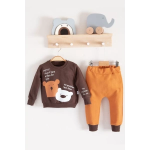 Eterelle No Problem Yazılı Bear Desenli 2li Erkek Bebek Takımı